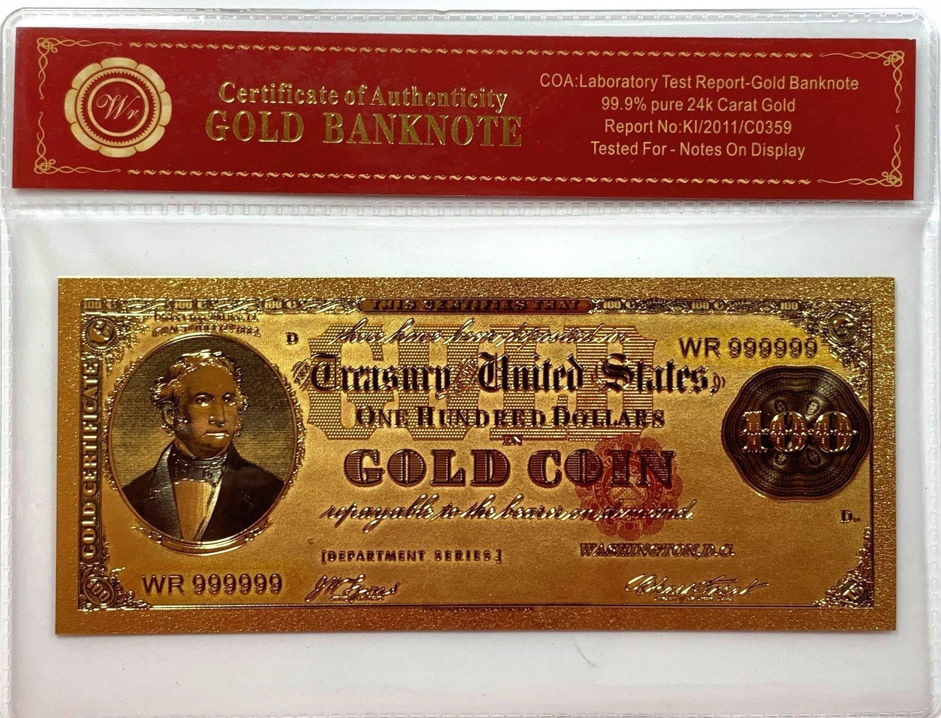 $100 Gold Coin Banknote CO359