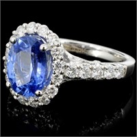 2.14ct Sapphire & 0.68ct Diamond 18K Gold Ring