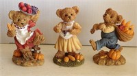 Home Interiors 3 Autumn Teddy Bear Figurines