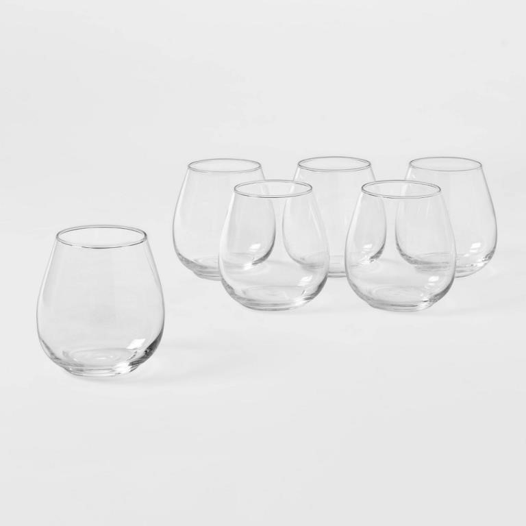 16oz 6pk Stemless Wine Glasses - Threshold