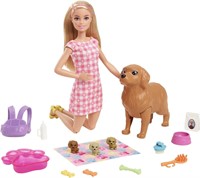 Barbie Doll & Pets  Blonde Doll with 3 Puppies