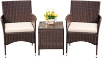 3 Pieces PE Rattan Wicker Chairs