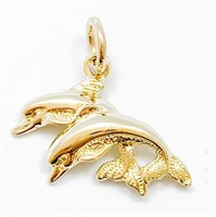 14k Yellow Gold Dolphins Pendant