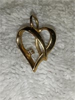 10K Gold Heart Pendant with Diamond