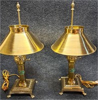 PAIR OF BRASS END TABLE LAMPS ORIENT EXPRESS 20" H