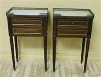 Louis XVI Brass Galleried Mahogany Side Cabinets.