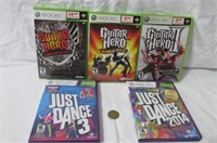 Jeux XBOX 360 dont Guitar Hero, Just dance