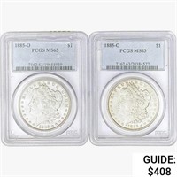 [2] 1885-O Morgan Silver Dollars PCGS/NGC MS63