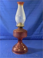 Vintage Red Glass Oil Lamp
