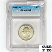 1932-D Washington Silver Quarter ICG AU58