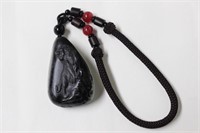 Chinese Jade Pebble Carved Pendant