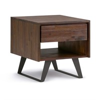 Lowry Acacia Wood and Metal 22 in. End Table