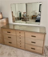 MCM Triple dresser with glass top, wall mirror