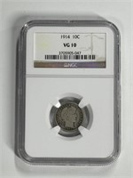 1911 10C BARBER DIME NGC VG 10