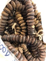 Wood beads, 12 mm, discs unpolished rough, dark