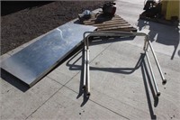 Stainless steel table top w/wood legs