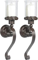 Set Of 2 - Metal And Glass Candle Sconces, 20