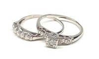 14K White Gold & Diamond Keepsake Wedding Ring Set