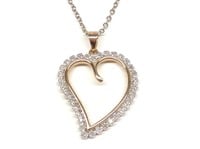 14K Gold & Diamond Heart Pendant w/ Necklace Chain