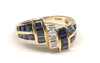 14K Gold Sapphire & Diamond Ring (sz 7.75)