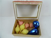 Lot of 8 Vintage Christmas Ornaments in Box