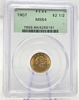 1907 $2 1/2 Gold PCGS MS 64