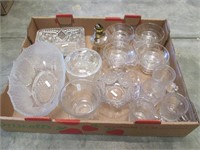 Box of Misc Crystal Sherbets, Mini Oil Lamp Bottom