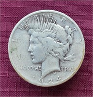 1924-S US Peace Silver Dollar Coin LOW MINTAGE