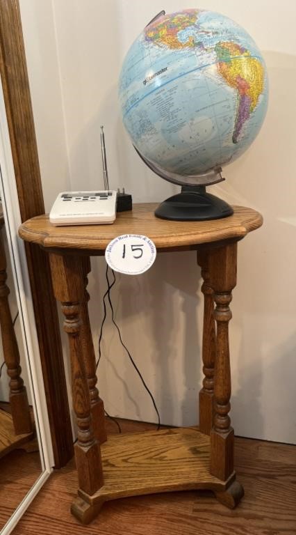 Oval Oak Stand, Weather Radio, Globe