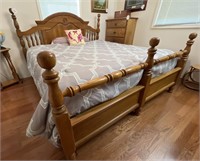 King-Size Bed, Oak Headboard and Foot Board