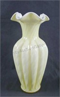Fenton Glass Candleglow Yellow Overlay 11" Vase
