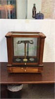 Antique analytical balance scale, chain O-Matic