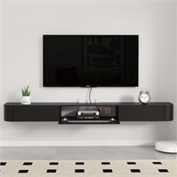 63' Floating TV Stand  Wall Mounted  Black