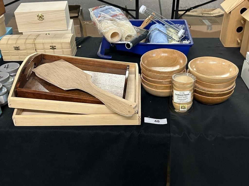 New Wooden Trays, Bowls, And Paddles