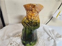 emerald green & gold Toby jug/pitcher