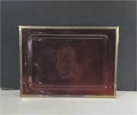 Vintage Italian Brown Lucite Tray in Brass Frame