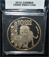 2015 Zambia 10000 Kwatcha African Lion Coin
