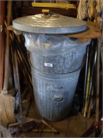 (2) Galvanized Trash Cans w/ (1) Lid