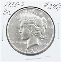 1935-S Silver Peace Dollar Coin BU