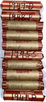 (10) Rolls 1940's Wheat Cent Penny Lot