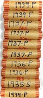 (10) Rolls 1930's Wheat Cent Penny Lot