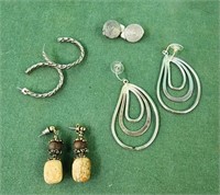 3 pair earrings and 1 clip on earrings