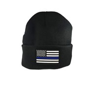 Thin Blue Line Flag Embroidered Beanie