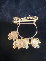"Grandma" Brooch with pendants attached