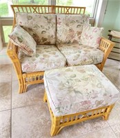 Rattan Loveseat With Matching Ottoman