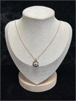 14k Gold Necklace w/ Sapphire Pendant