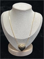 Vintage Gold Heart Necklace; Not Marked