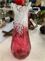 vintage hand blown swung heavy art glass vase