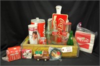 Coca-Cola Yellow Wood Flat W/ Memorabilia