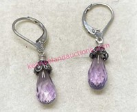 New Sterling silver purple amethyst earrings